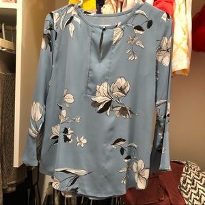 Loft women’s blouse. Light blue floral. S petite